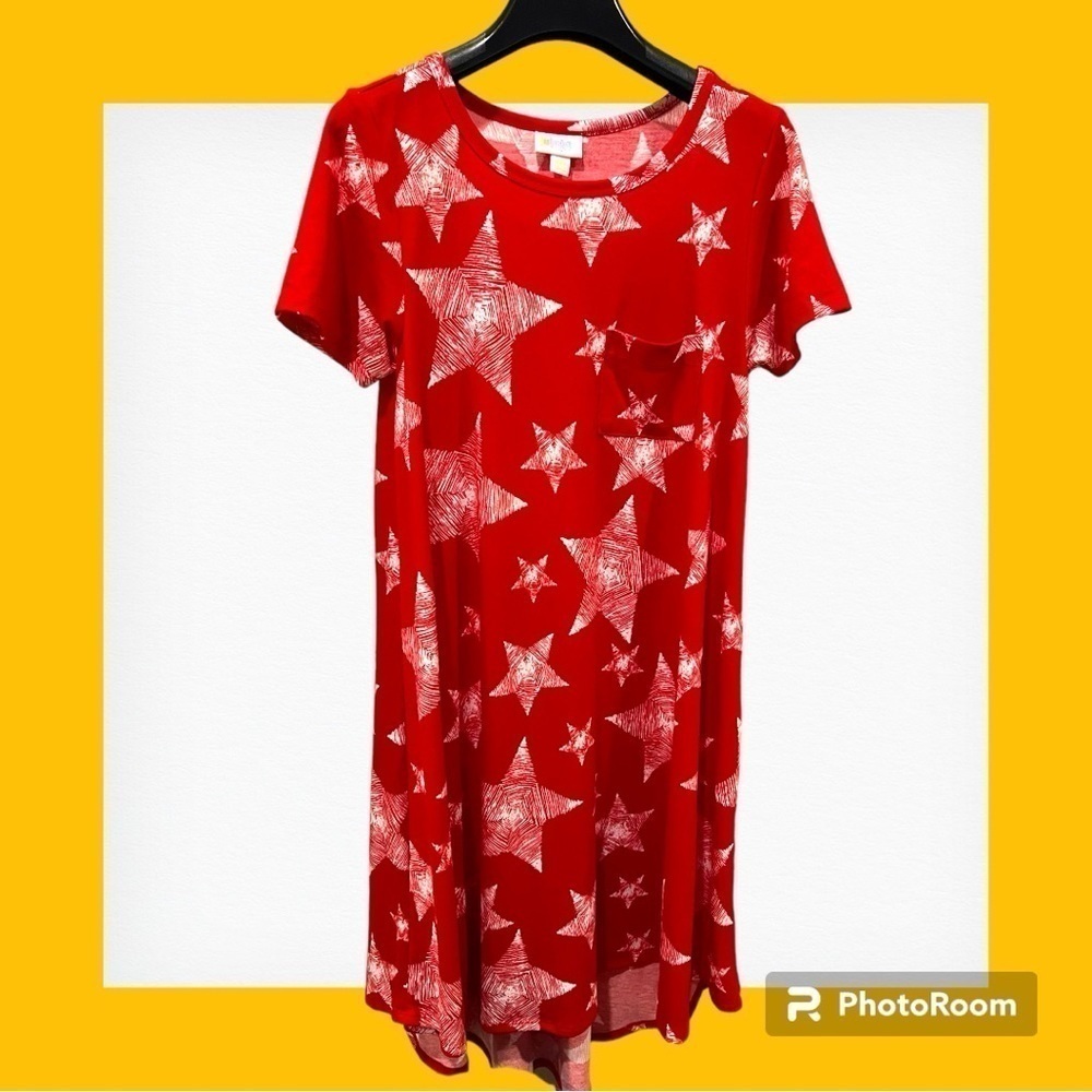 Lularoe Red Star Spangled Shirt Dress XXS
